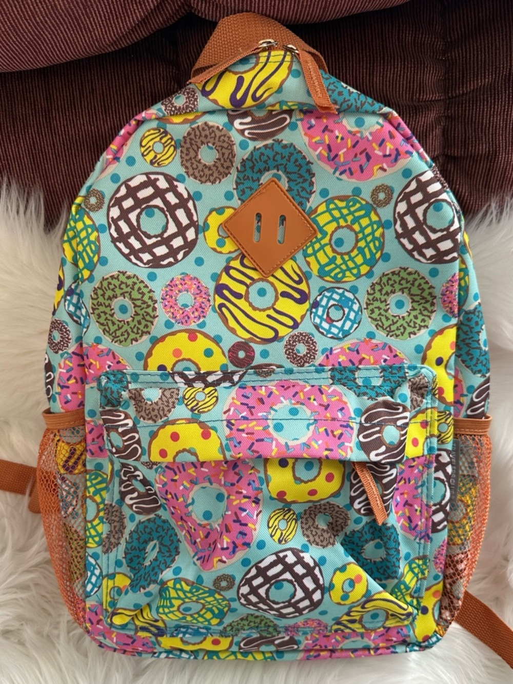NWOT Kids Donut Print Backpack - Blue Multi Travelers Club -Luggage Tag